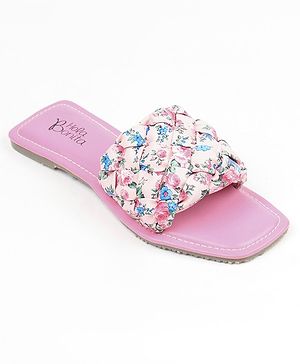 Hola Bonita Slip On Sandals with Floral Print - Pink