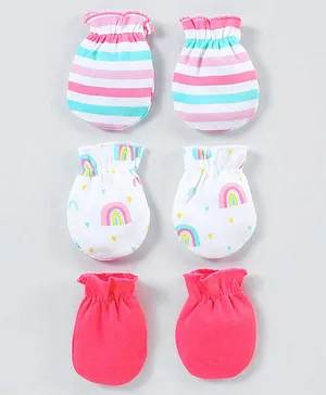 Babyhug 100% Cotton Knit Fruit Print Mittens and Booties - Multicolor main image 0