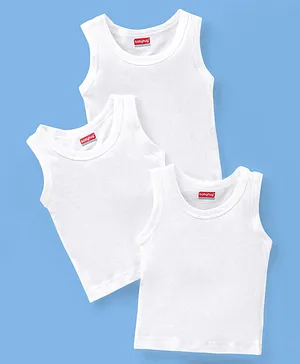 Babyhug 100% Cotton Sleeveless Sando Pack of 3 - White
