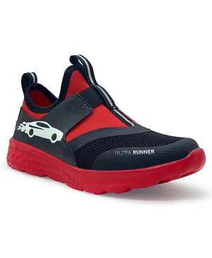 KazarMax Car Printed Glow In The Dark Ultra Runner Shoes - Red & Black