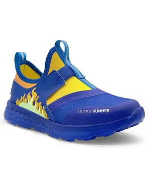 KazarMax Fire Printed Colour Blocked Glow In The Dark Ultra Runner Shoes - Royal Blue