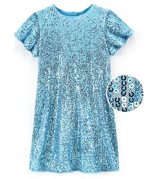 Primo Gino Flutter Sleeves Sequins Party Dress- Mint Blue