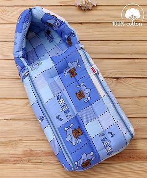 Babyhug Cotton lovely Friends Print Sleeping Bag - Blue