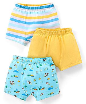 Babyhug 100% Cotton Briefs Pack of 3 - Yellow & Blue