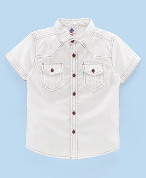 TONYBOY Half Sleeves Solid Front Pocket Shirt  - White
