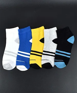Footprints Organic Cotton & Bamboo Pack Of 5 Solid And Striped Socks - Multi Colour