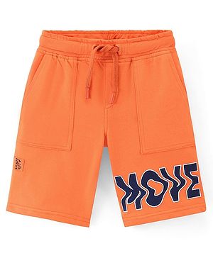 Pine Kids Cotton Knit Knee Length Shorts Move Print - Orange
