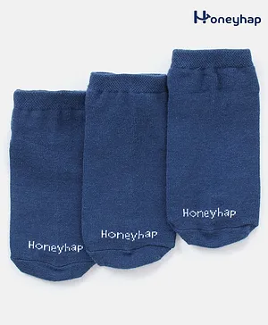 Honeyhap Premium Cotton Bamboo Regular Socks Solid Colour Pack of 3 - Navy Peony