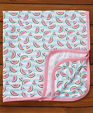 Babyhug Terry Towel With Watermelon Printed - White & Pink