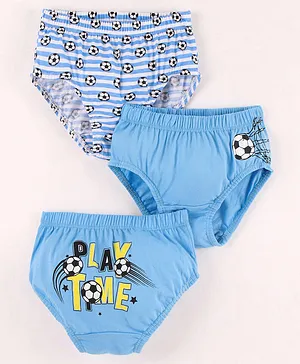 Red Rose Cotton Play Time Print Briefs Pack Of 3 - Blue
