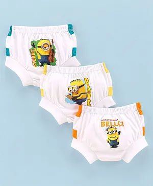 Red Rose Cotton Minions Print Briefs Pack Of 3 - White (Print May Vary)