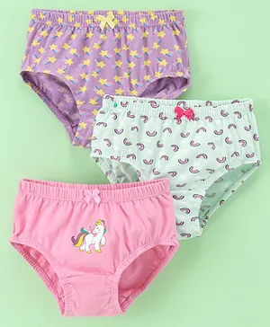Red Rose Cotton Star Print Panties Pack of 3 - Blue Pink & Green