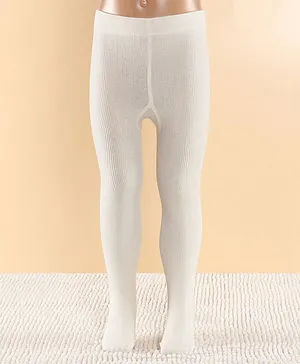 Mustang Cotton Blend Footed Tights Solid- Off White