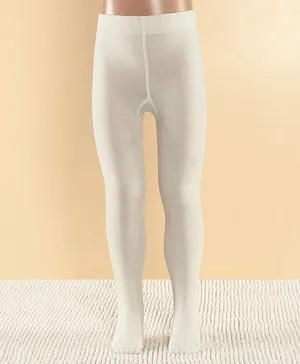 Mustang Cotton Blend Footed Tights Solid- Cream