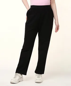 Bella Mama Cotton Full Length Maternity Track Pant Solid - Black