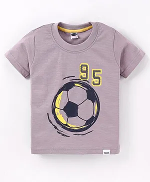 Teddy Half Sleeves T-Shirt Soccer Ball Print - Grey
