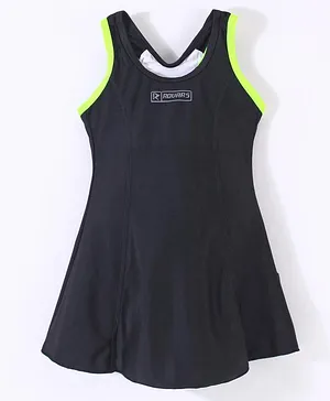 Rovars Lycra Sleeveless Frock Style Swimsuit - Black