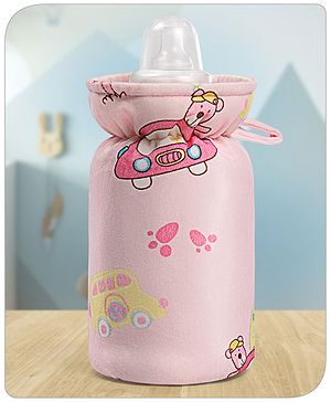 Babyhug Feeding Bottle Cover Bear Print Pink- Fits up to 260 ml