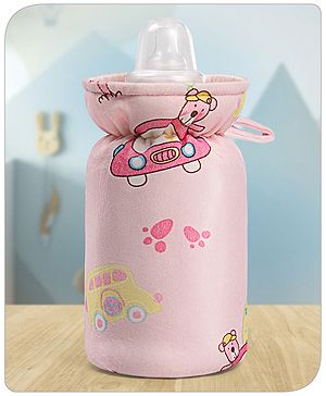 Babyhug Feeding Bottle Cover Bear Print Cream- Fits Up to 330 ml