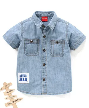 Babyhug Cotton  Half Sleeve Regular Collar Denim Two Pocket  Shirt - Blue
