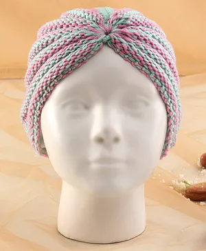 KIDLINGSS Dual Color Knitted Turban Cap - Blue & Pink
