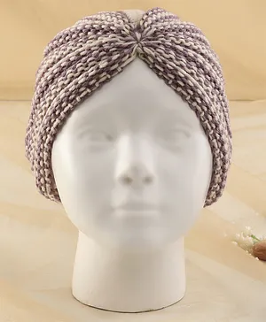 KIDLINGSS Dual Color Knitted Turban Cap - Beige & Purple