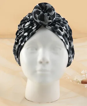 KIDLINGSS Cheetah Printed Turban Cap - Black