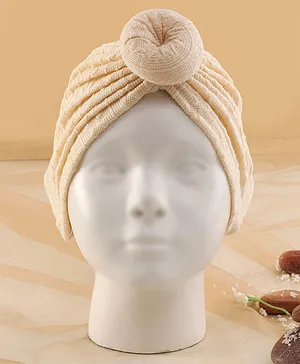 KIDLINGSS Solid Self Design Knitted Turban Cap - Beige