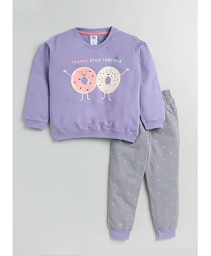 DEAR TO DAD Full Sleeves Donuts Friends Tee With Polk Dot Printed Pant - Blue