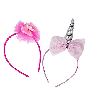 Jewelz Set Of 2 Unicorn With Sequin Bow Embellished Hair Bands - Pink & Mauve