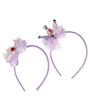 Jewelz Set Of 2 Net Bow And Sequin Embellished Hair Bands - Purple