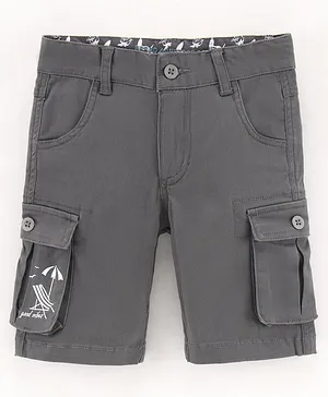 Under Fourteen Only Good Vibes Printed Cargo Shorts - Grey