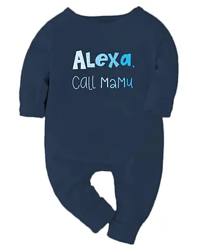 Zeezeezoo Full Sleeves Quirky Theme Alexa Call Mamu Printed Bodysuit - Navy Blue