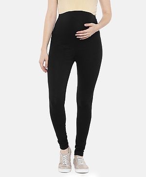 Blush 9 Over The Bump Solid Maternity Leggings - Black