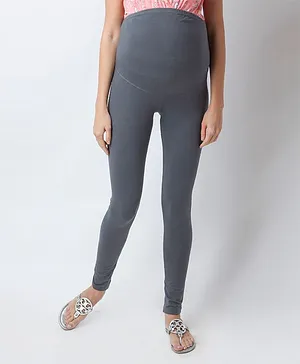 Blush 9 Over The Bump Solid Maternity Leggings - Grey