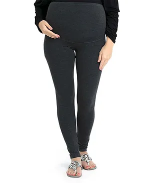 Blush 9 Over The Bump Solid Maternity Leggings - Anthracite Black