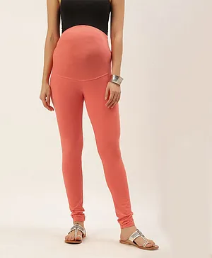 Blush 9 Over The Bump Solid Leggings - Coral Pink