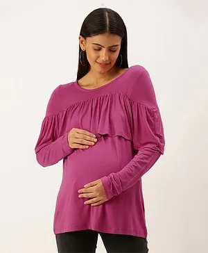 Blush 9 Short Sleeves Solid Top Maternity Wear - Pink