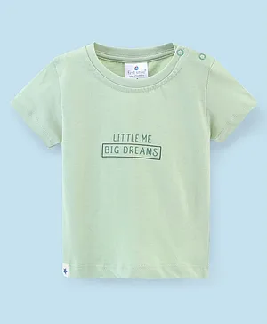 First Smile Cotton Sinker Half Sleeves T-shirt Text Print - Green