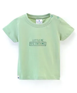 First Smile Cotton Half Sleeves Text Printed T-Shirt - Green