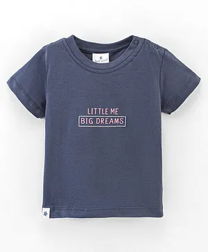 First Smile Cotton Half Sleeves Text Printed T-Shirt - Blue