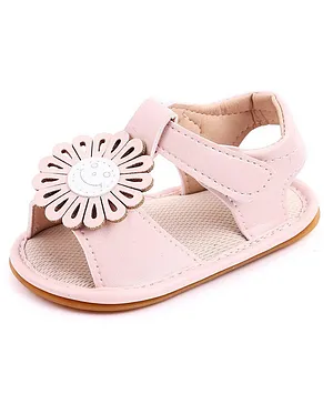Kidofash Flower Applique Sandal Style Booties - Pink