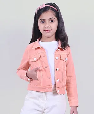 Little Carrot Full Sleeves Solid Jacket - Peach