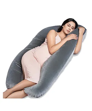 MY ARMOR Micro Fibre U Shaped Pregnancy Pillow with Velvet  Cover - Grey