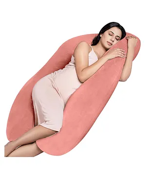 MY ARMOR Micro Fibre U Shaped Pregnancy Pillow with Velvet  Cover - Peach