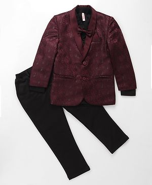 Babyhug Full Sleeves 5 Pcs Jacquard Party Suit - Onion Pink