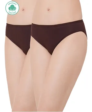 Inner Sense Organic Cotton Antimicrobial Pack Of 2 Solid Maternity Bikini Cut Style Panties - Dark Sienna
