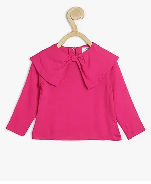 Chuppan Chupai Full Sleeves Bow Applique & Cape Detail Solid Top - Pink