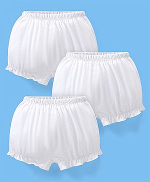 Babyhug 100% Cotton Solid Colour Bloomers Pack of 3 - White