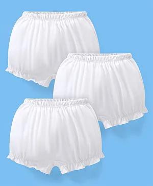 Babyhug 100% Cotton Solid Colour Bloomers Pack of 3 - White